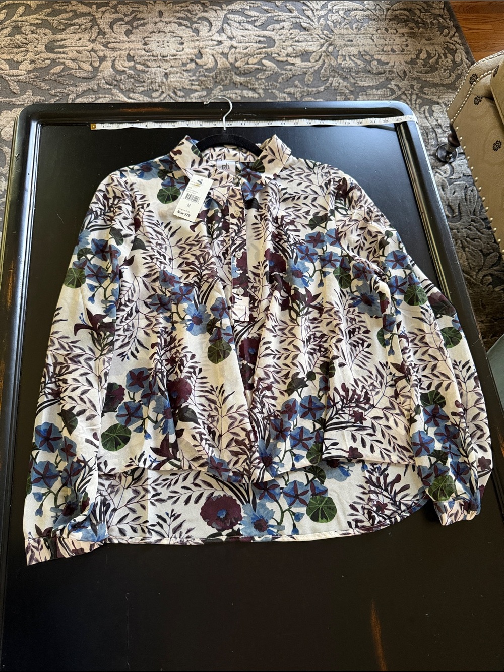 CAbi Victoria blouse in Cream, Blue, Purple, Green